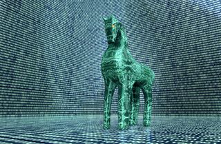 A rendering of a digital Trojan horse.