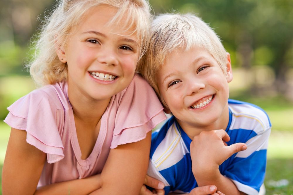 two blond-haired kids