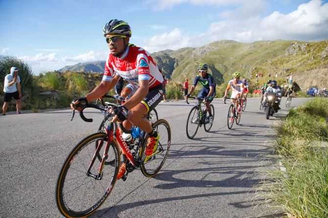 Race leader Daniel Diaz on the final climb.