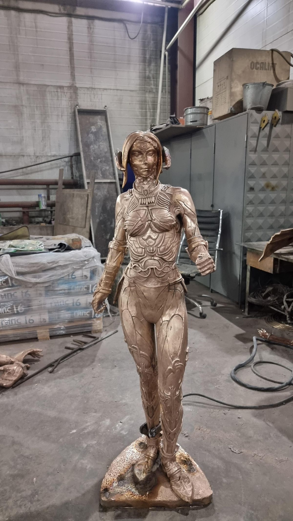 A work in progress picture of the statue icanit made of their Final Fantasy 14 character.