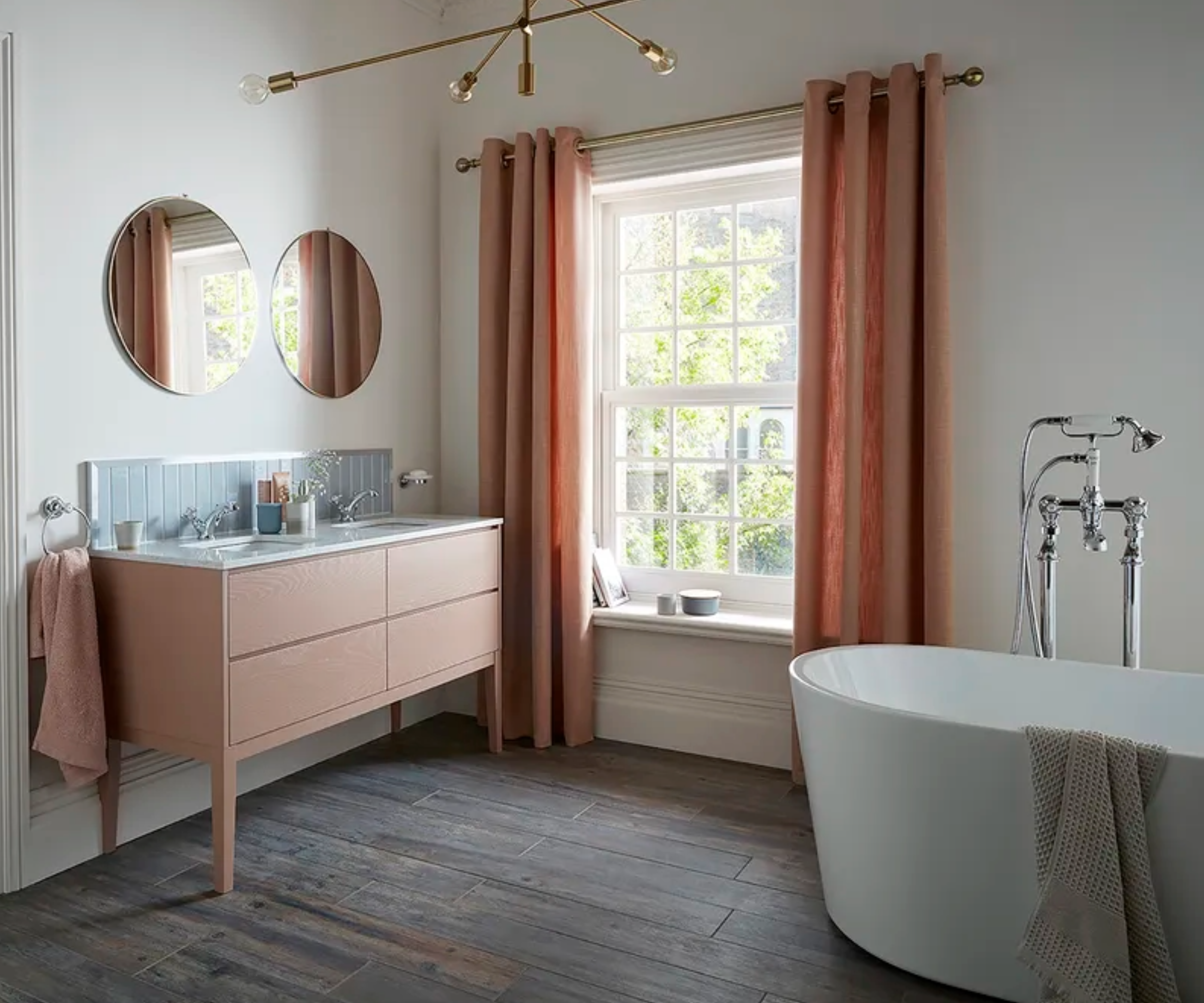 Bathroom with curtains