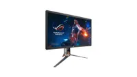 Asus ROG Swift PG27UQ at an angle on a white background