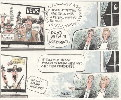 Editorial cartoon U.S. Bundy Militia Media
