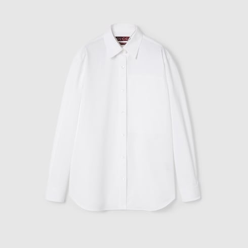 Cotton Poplin Shirt With Gucci Logo