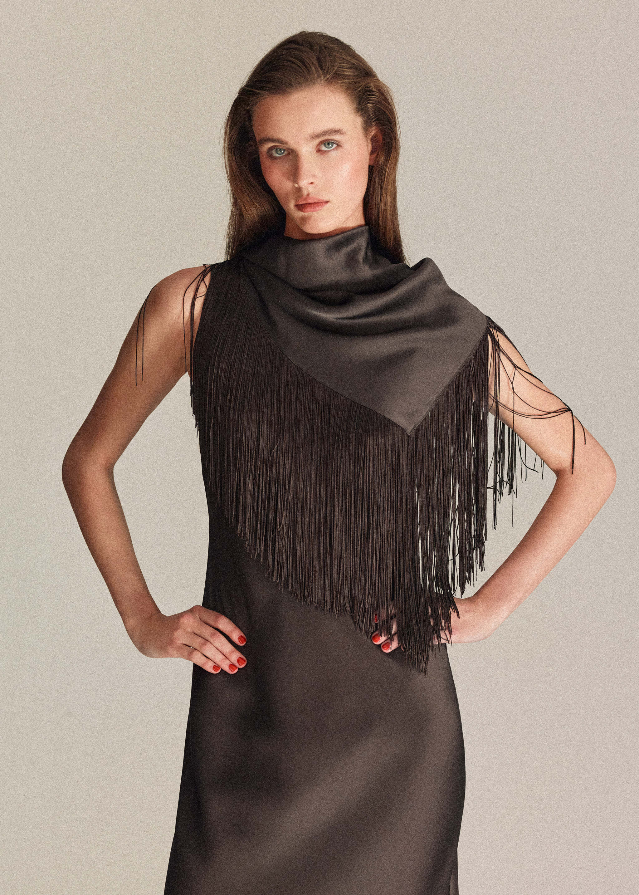 Satin Bandana Fringe Dress - Women | Mango United Kingdom