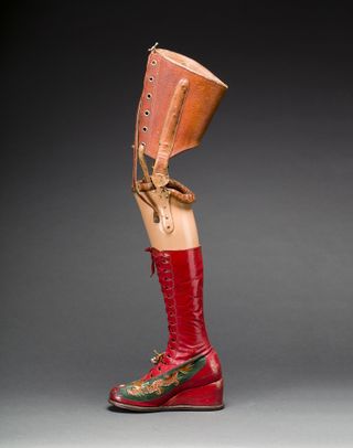 Frida Kahlo's prosthetic leg with leather boot