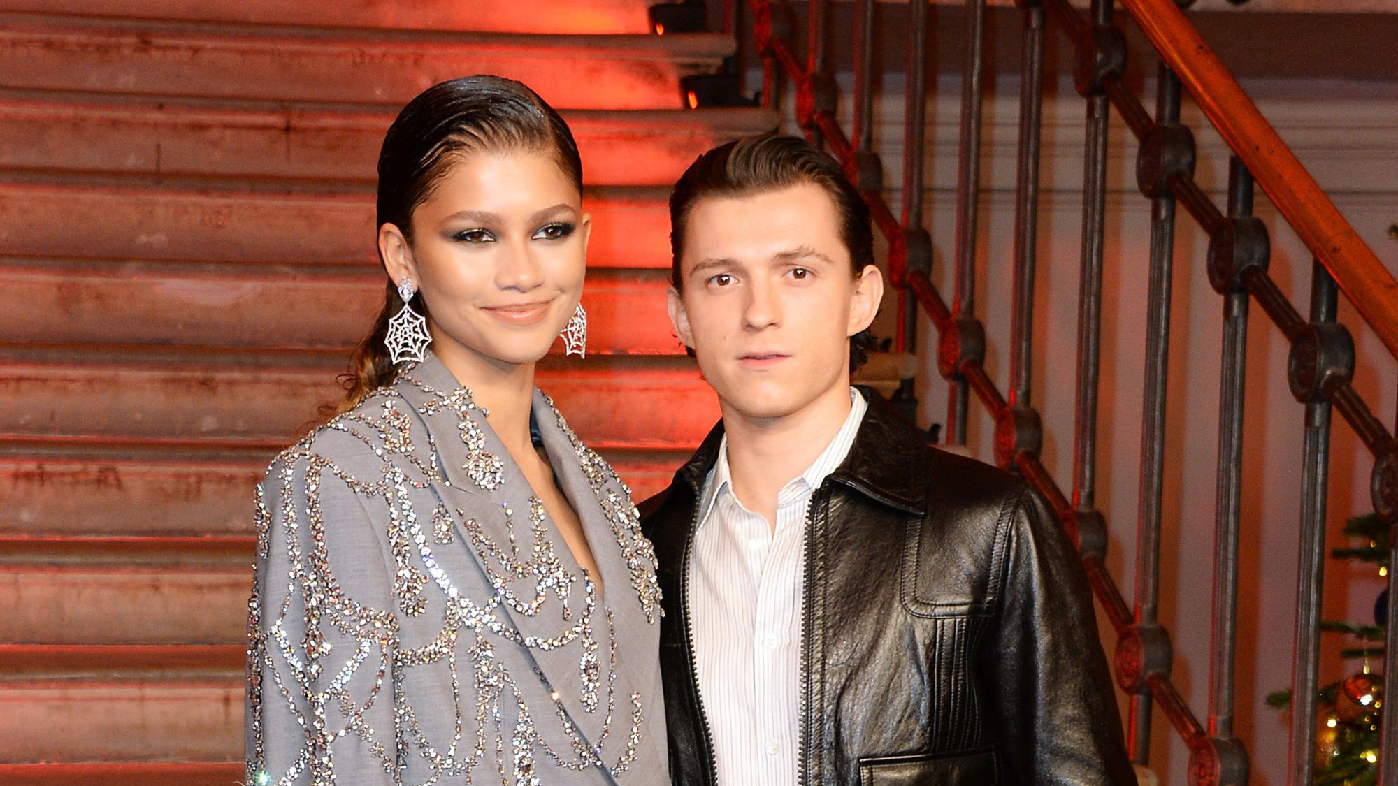 Zendaya and Tom Holland attend the 'Spider-Man: No Way Home' photocall 