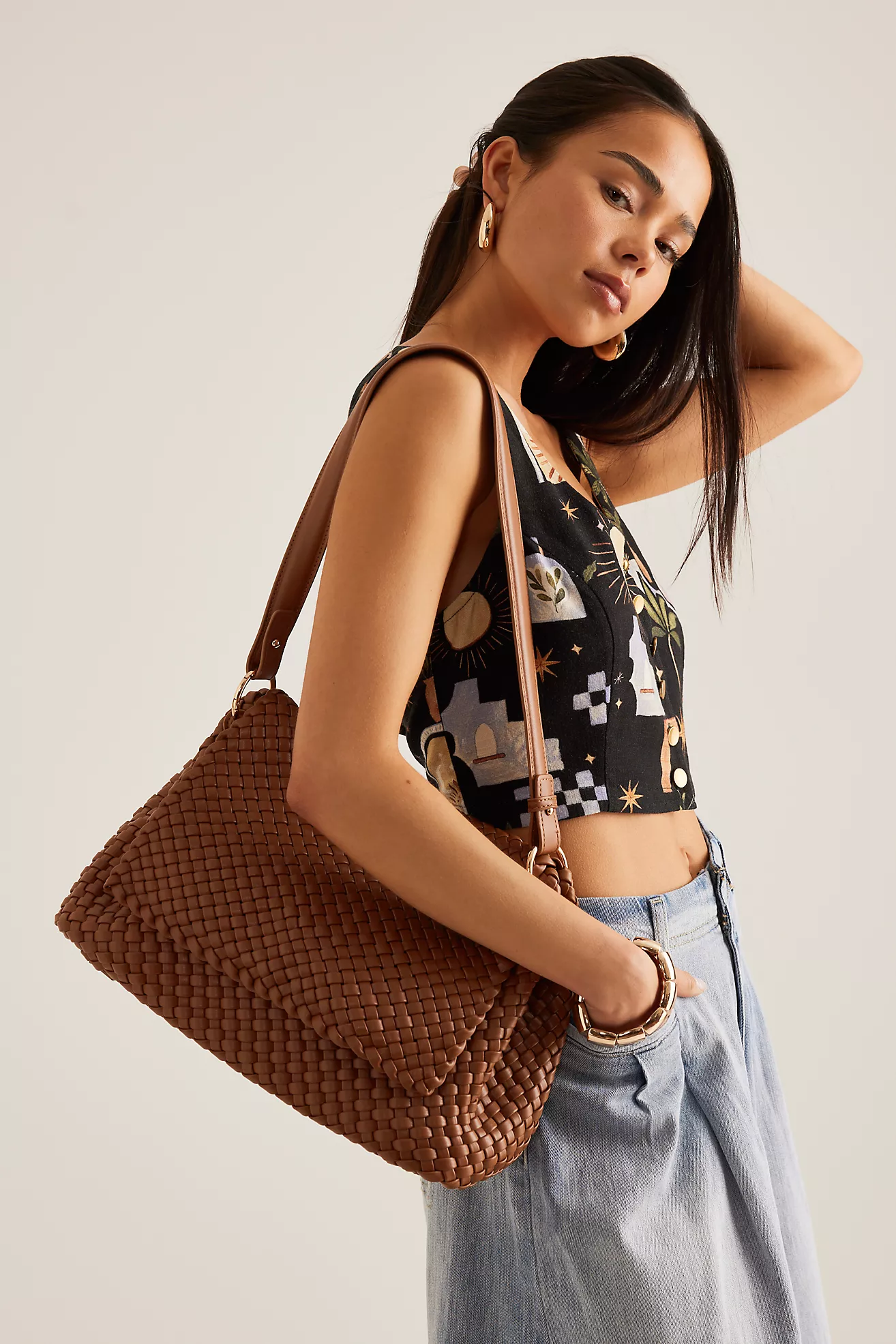 Melie Bianco Woven Shoulder Bag