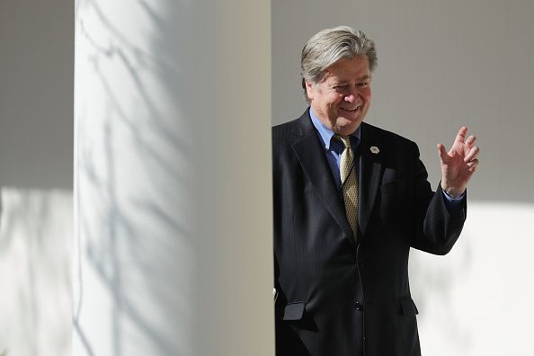 White House Chief Strategist Steve Bannon appears on the West Wing Colonnade.