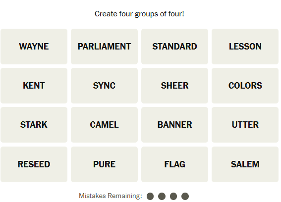 The New York Times Connections puzzle on February 13, 2026