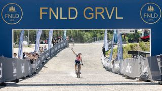 Tiffany Cromwell crosses the line at FNLD GRVL