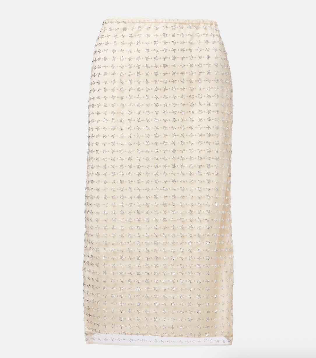 Staud, Ciara beaded sheer tulle midi skirt