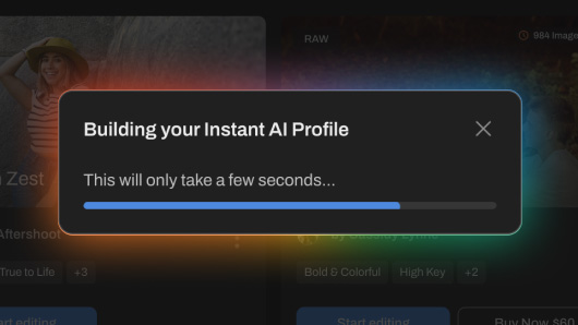 Aftershoot screenshot showing how to create an Instant AI Profile 