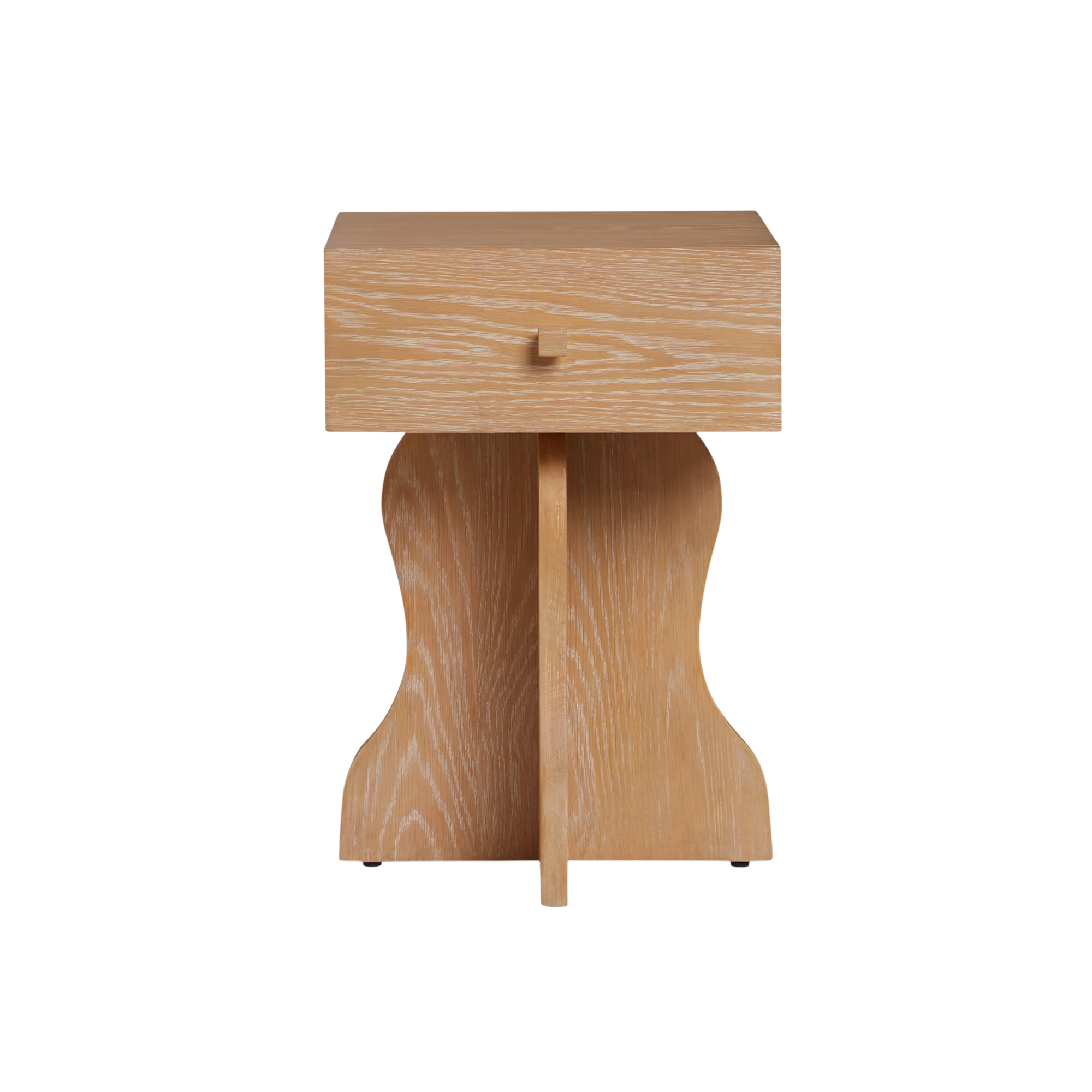 a curved wood side table