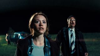 Inez Dahl Torhaug and Jesper Barkselius look up at the night sky in Watch the Skies