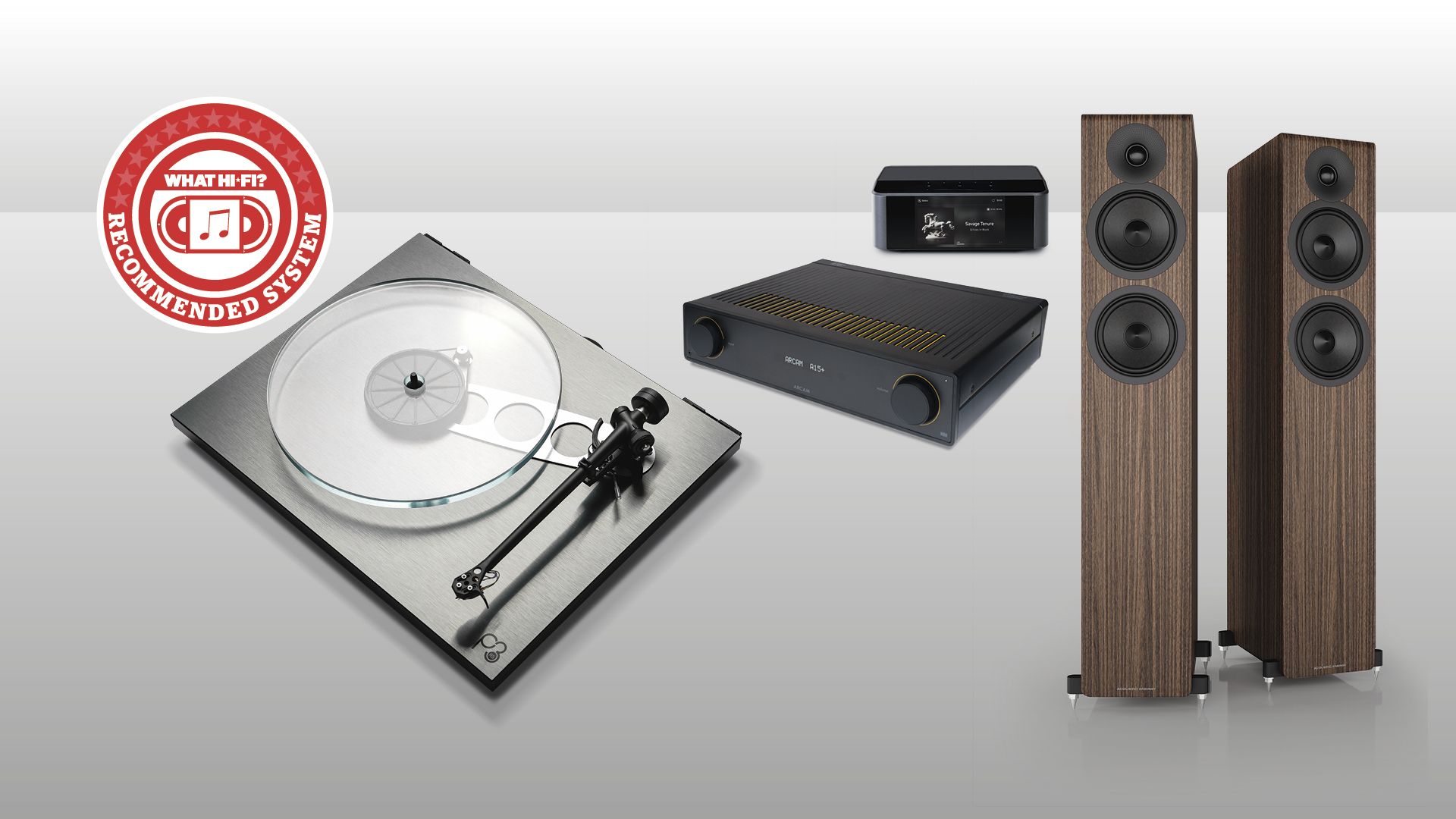 This fantastic vinyl-friendly hi-fi system combines five-star floorstanders with an Award-winning amplifier and music streamer