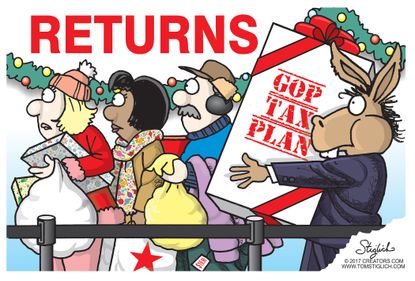 Political cartoon U.S. Christmas returns GOP tax plan Democrats