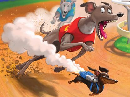 Aim junior stock market concept with dogs