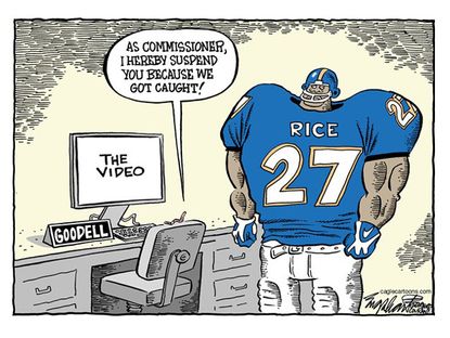 Editorial cartoon Ray Rice NFL football