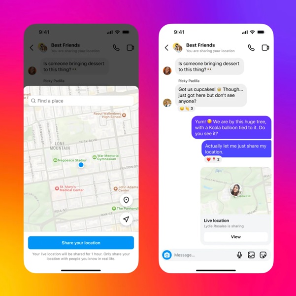 Instagram DMs now let users share their live location with others.