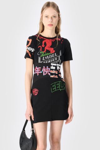 Marine Serre Upcycled Graphic T-Shirts Mini Dress