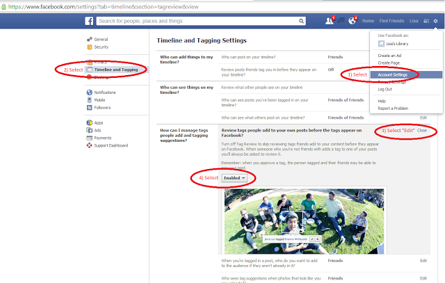 How to set tagging permissions on Facebook