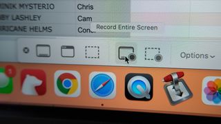 how to record screen on a mac - select Record Entire Screen