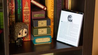 Amazon Kindle app on Samsung Galaxy Z Fold 2 inside a bookshelf