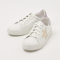 Gold Star &amp; Lilac Panel Leather Lace Up Trainers, was £69.50, now £55.60 | Oliver Bonas