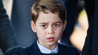 kings lynn, england december 25 prince george of cambridge attends the christmas day church service at church of st mary magdalene on the sandringham estate on december 25, 2019 in kings lynn, united kingdom photo by poolsamir husseinwireimage