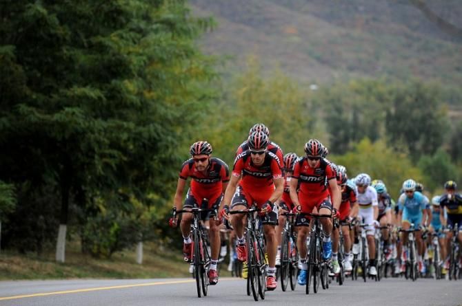 The BMC team controls the race on stage 2 of the Tour of Beijing
