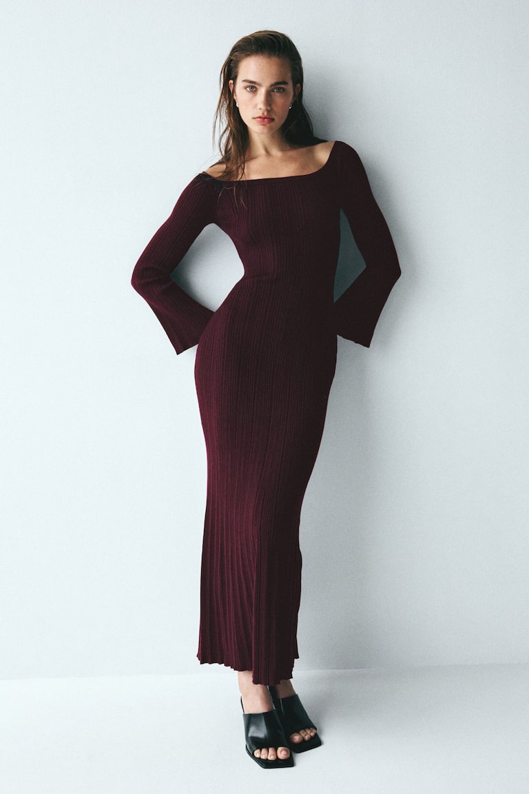 Ribbed Off-The-Shoulder Dress