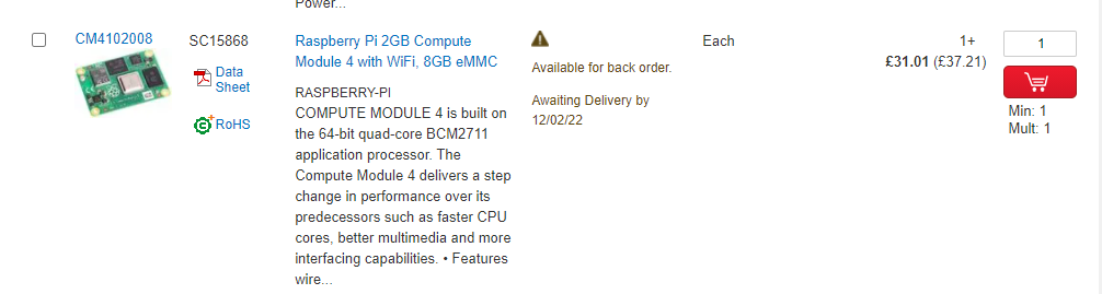 Raspberry Pi Compute Module 4 Stock at CPC