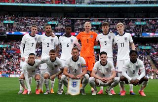 England line up for their final pre-Euro 2024 friendly against Iceland