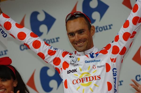 St&eacute;phane Aug&eacute; (Cofidis) awarded the climber's jersey in Barcelona after Tour de France stage six.