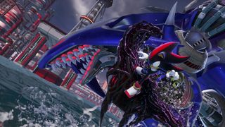 A screenshot of Shadow in action in Sonic X Shadow Generations