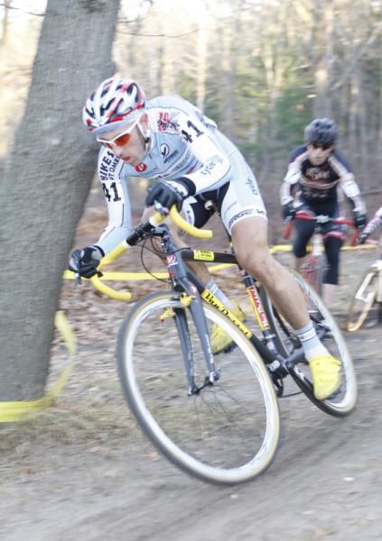 Adam Myerson ducks through a corner.