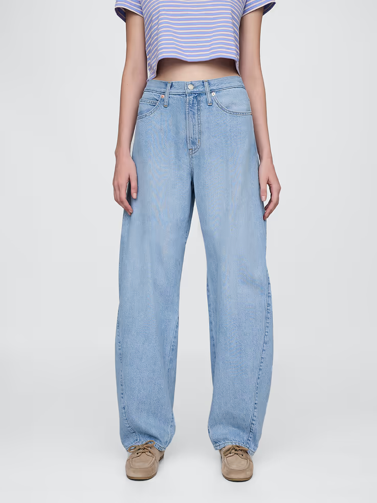 Gap, High Rise Ultrasoft Barrel Jeans (Were $90)