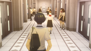 A screenshot showing the protagonist of Persona 3 Reload attending high school
