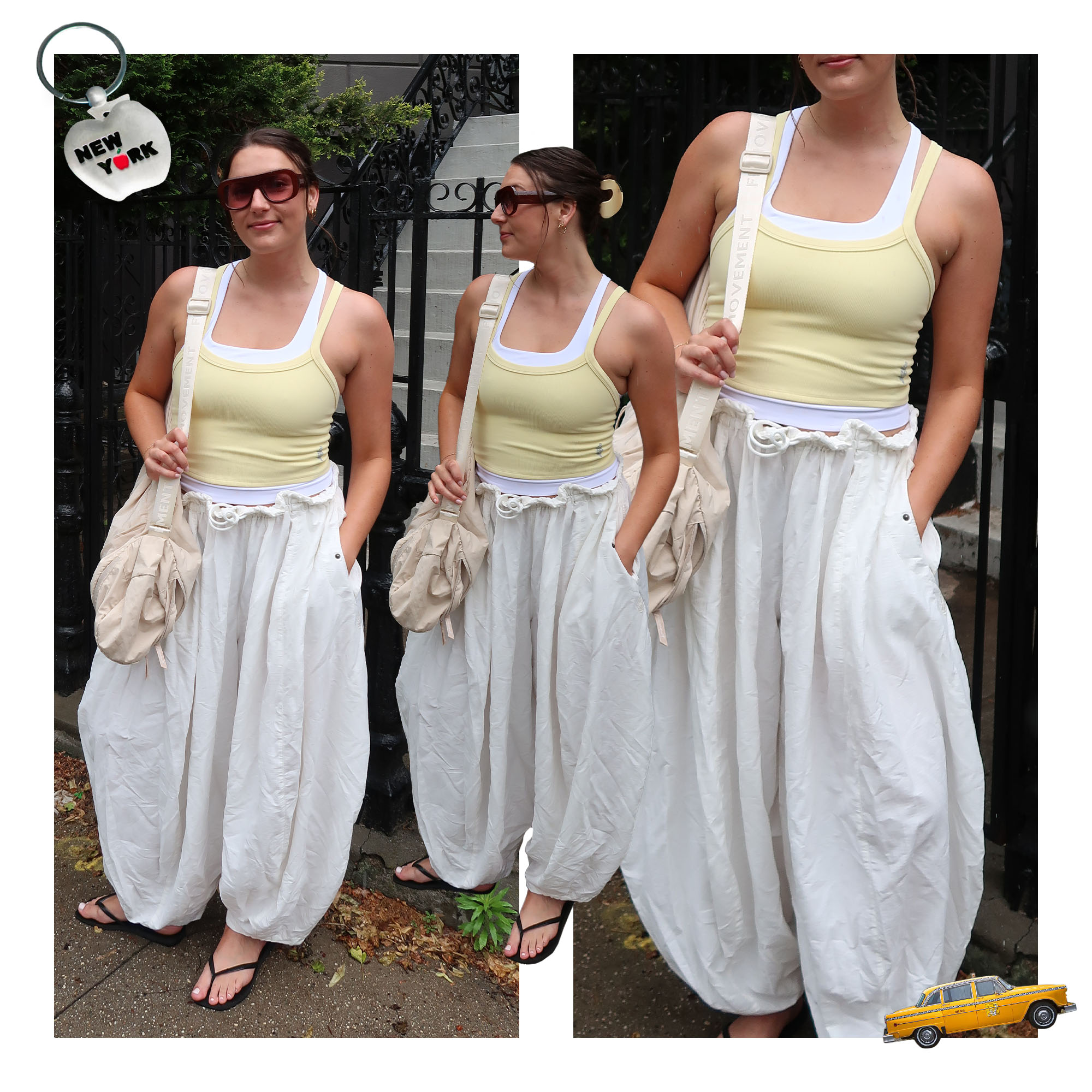 Collage of Editor Steph Johnson in FP Movement Workout Outfits