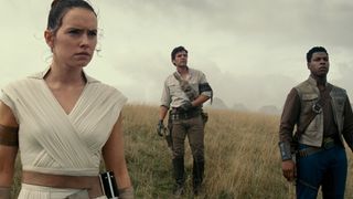 (L to R) Daisy Ridley as Rey, Oscar Isaac as Poe and John Boyega as Finn in Star Wars: Episode IX - Rise of Skywalker