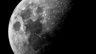 Close up of moon against a clear dark sky