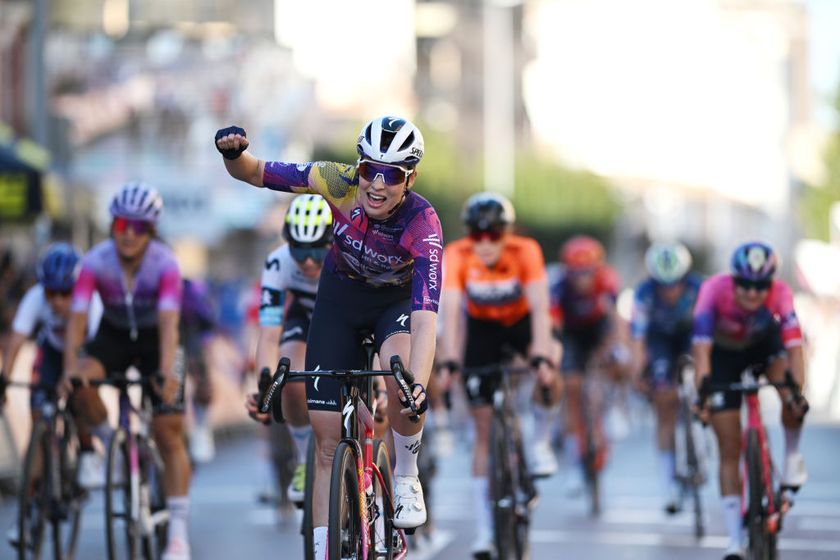 NULES SPAIN FEBRUARY 14 Mischa Bredewold of Netherlands and Team SD Worx Protime celebrates at finish line as stage winner during the 9th Setmana Ciclista Volta Femenina de la Comunitat Valenciana 2025 Stage 2 a 134km stage from Benicassim to Nules on February 14 2025 in Nules Spain Photo by Szymon GruchalskiGetty Images