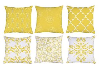 Tiaodian Set of 6 Cushion Covers 45 X 45cm Modern Decorative Square Yellow Throw Pillow Case 18