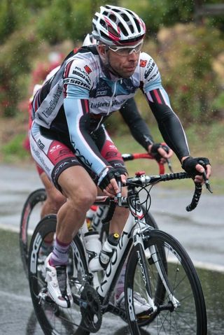 Karl Menzies (UNitedHealthcare p/b Maxxis) during the wet stage to Santa Rosa.