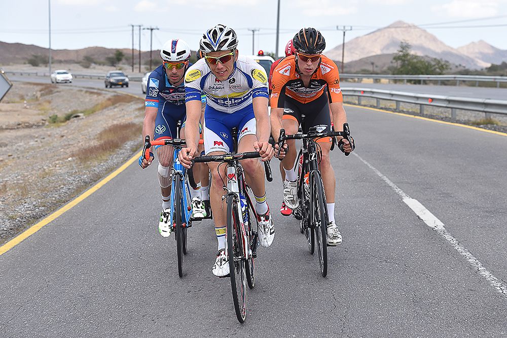 Kenneth van Rooy drives the breakaway druing stage 2 in Oman.