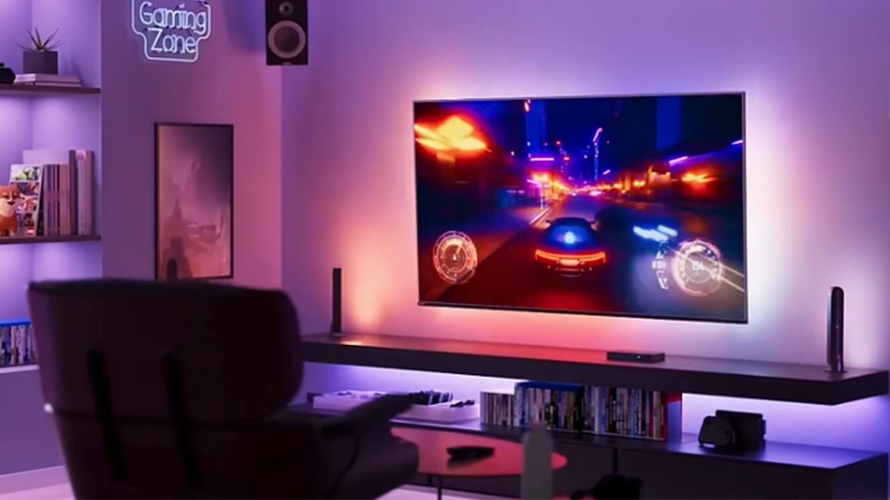A gaming setup for including the Philips Hue Sync Box