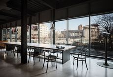 view from the minimalist office of Bonetti/Kozerski architecture in New York
