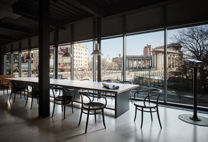 view from the minimalist office of Bonetti/Kozerski architecture in New York