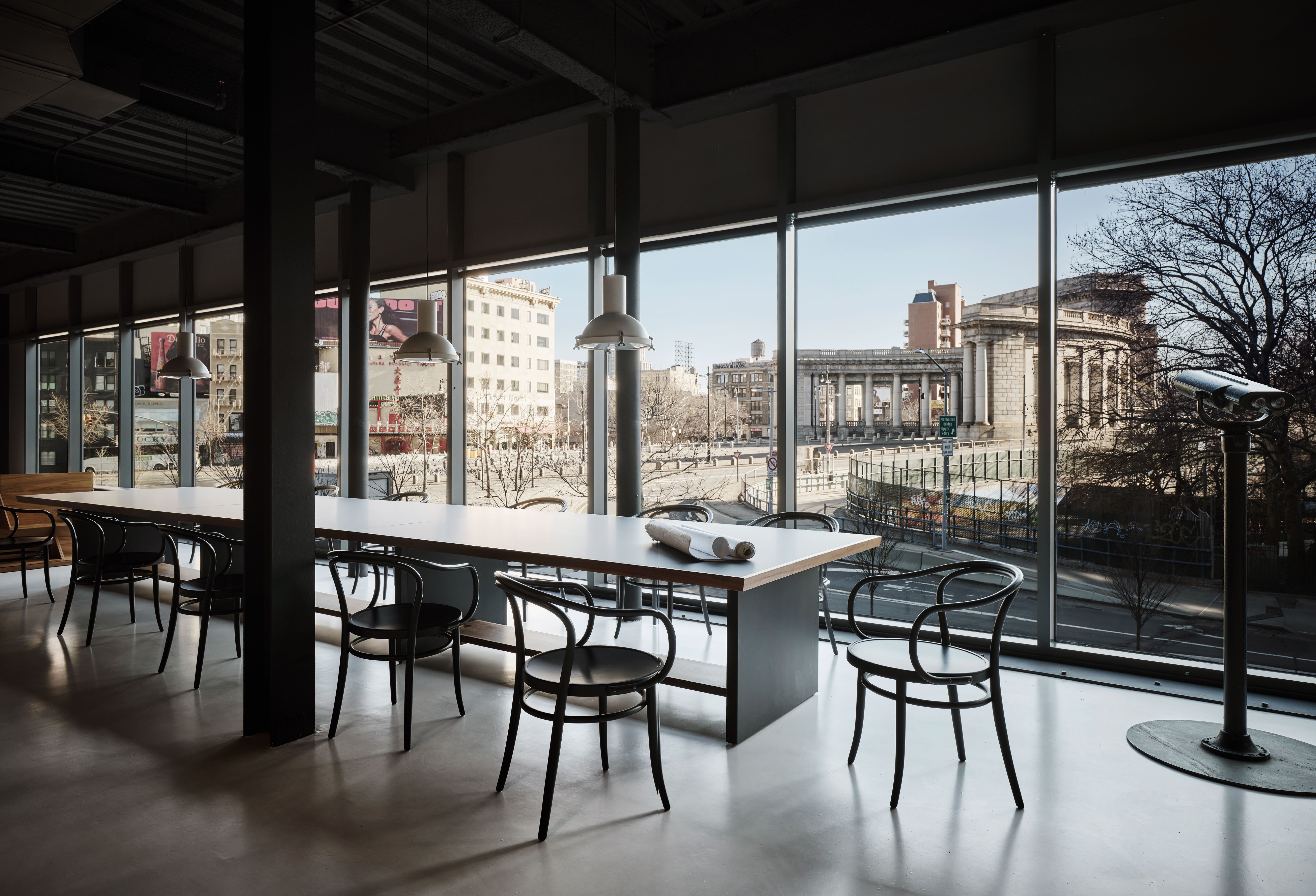 view from the minimalist office of Bonetti/Kozerski architecture in New York